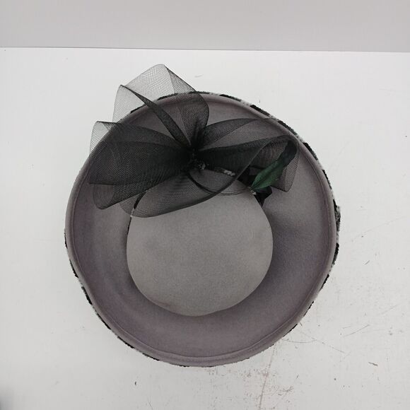 Fascinator Headpiece Hat Wedding Fashion Cap W/ Feathers and netting 100% Wool - Picture 7 of 11